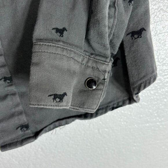 Roper Sport Vintage Western Rodeo Gray Black Pearl Button Down Long Sleeve Kids5 - Picture 4 of 10